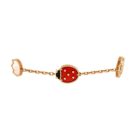 Van Cleef & Arpels Jewelry - Van Cleef & Arpels Lucky Spring 5 Motifs Bracelet 18K Rose Gold and Mother of Pe